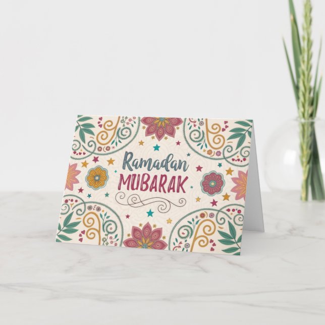 Greeting Card Ramadan Patterns Calligraphy (Front)