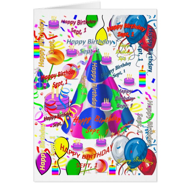 Greeting Card September, 1 Birthday (Front)