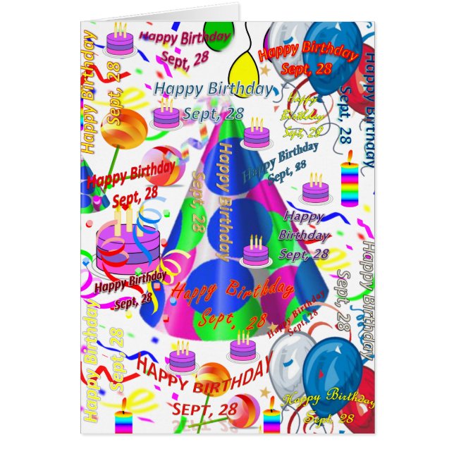 Greeting Card September, 28 Birthday (Front)