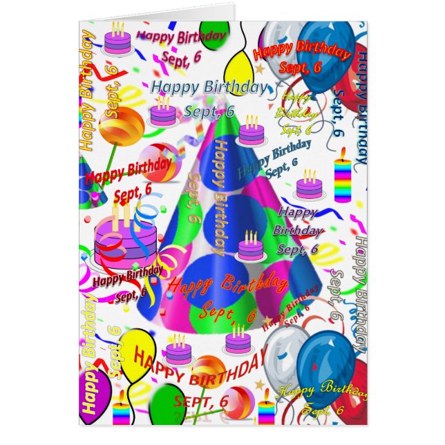 Greeting Card September, 6 Birthday (Front)