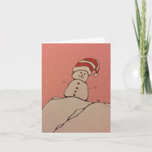 Greeting Card, Snowman and Robin. Holiday Card