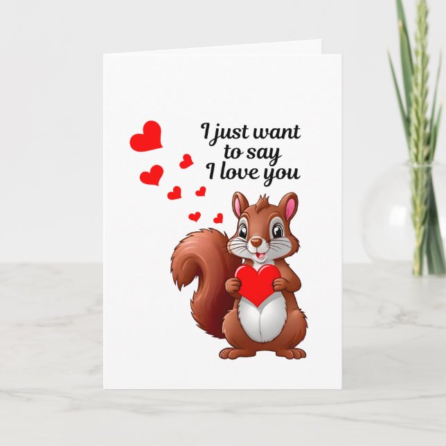 Greeting Card- Squirrel with heart - I love you Card (Front)