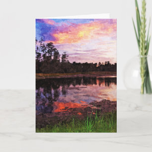 Greeting Card - Sunset on the Pond