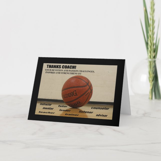 Greeting Card "Thank You-COACH" 5x7 w/plain wht en (Front)