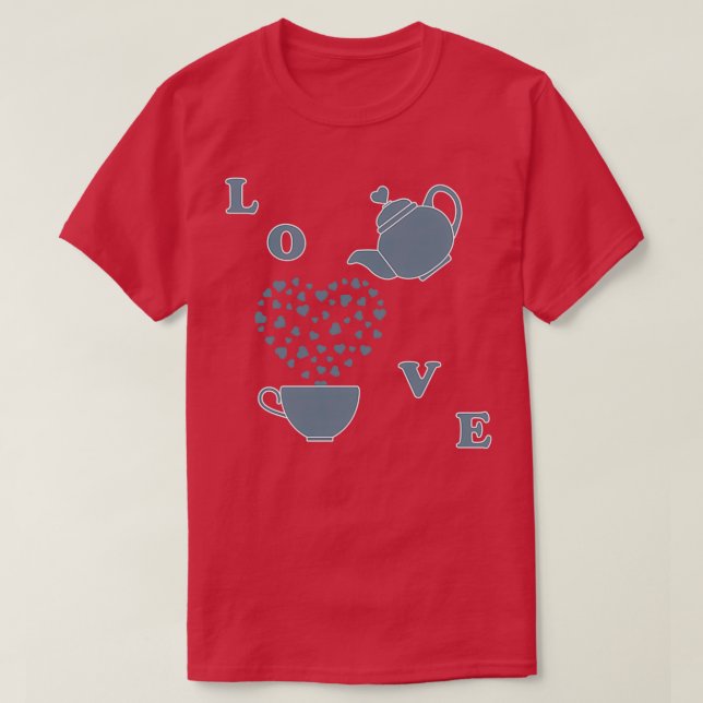 Greeting card Valentinex27s Day Teapot cup hearts  T-Shirt (Design Front)