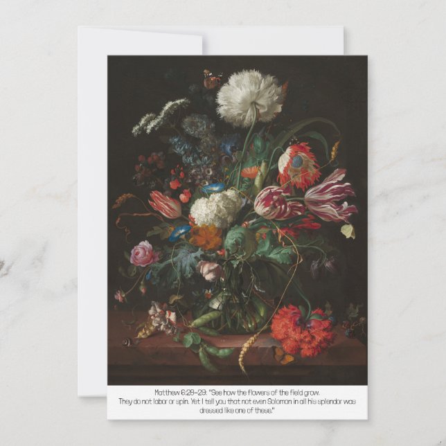 Greeting card 'Vase of Flowers' | Matthew 6:28-29 (Front)