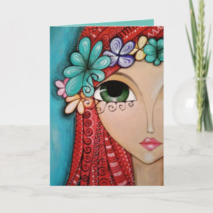 Greeting Card - Whimsical Girl Posing