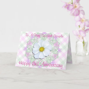 Greeting Card - White Cosmos - 2nd Anniversary