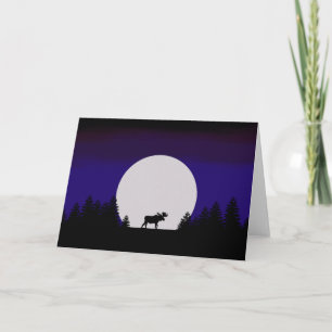 Greeting Card Winter Moon with Moose