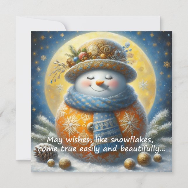 Greeting card with a cute snowman (Front)