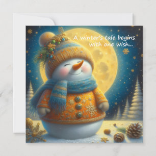 Greeting card with a cute snowman