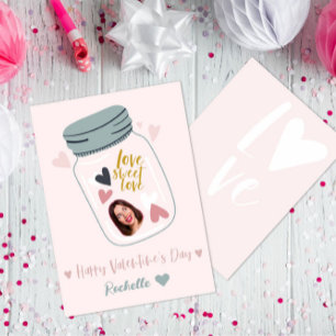 Greeting card with a jar of hearts and your face ♥