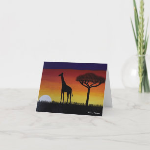 Greeting Card With A Sunset In Africa Painting