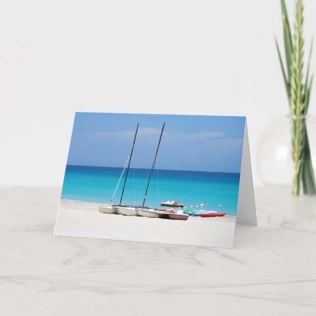 Greeting Card with a tropical beach scene (Front)