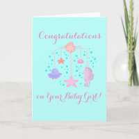 Greeting Card with Baby Crib Mobile Design