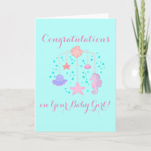 Greeting Card with Baby Crib Mobile Design