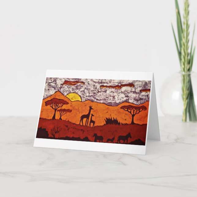 Greeting Card with Batik of African Landscape (Front)