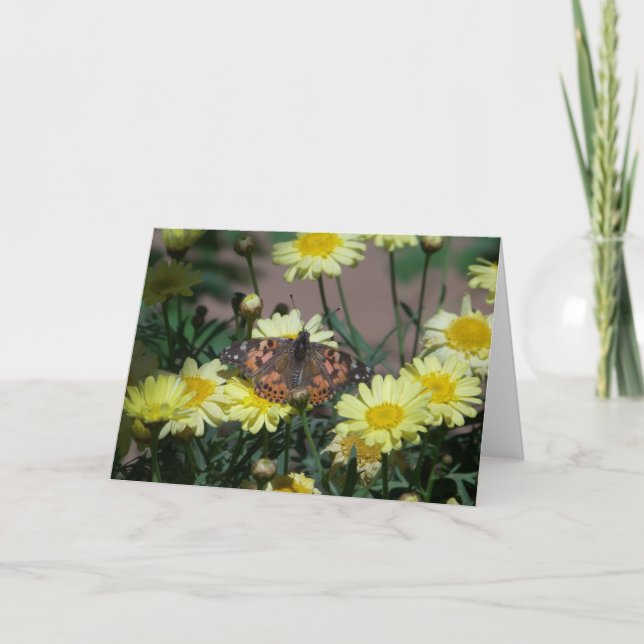 Greeting Card with butterfly and yellow flowers (Front)