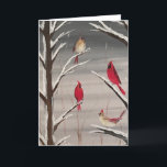 Greeting Card with Cardinals<br><div class="desc">This 5x7 greeting card features a family of cardinals in winter.  The original,  titled "Family Tree, " was painted by artist David Pepper in January 2022.</div>