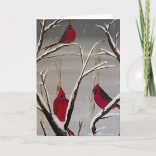 Greeting card with Cardinals and Holiday Message
