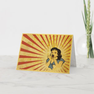 Greeting Card with Cool Vintage Girl Drawing