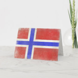 Greeting Card with Distressed Norwegian Flag