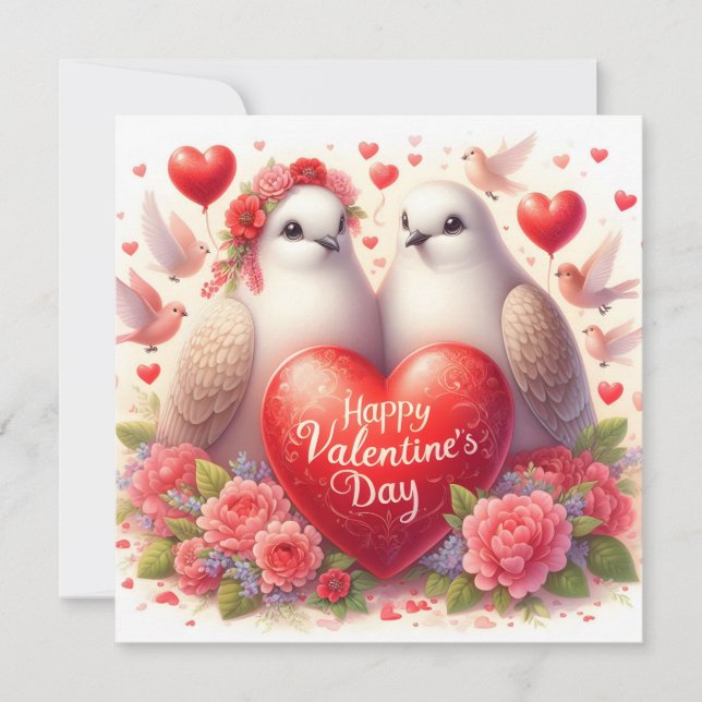 Greeting card with doves in love (Front)
