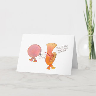 Greeting card with drum and tuba