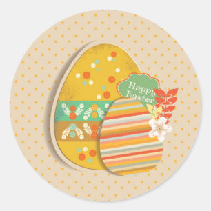Greeting card with Easter egg symbol Classic Round Sticker