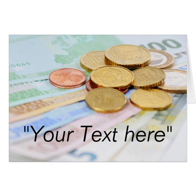 greeting card with euro notes and coins (Front Horizontal)