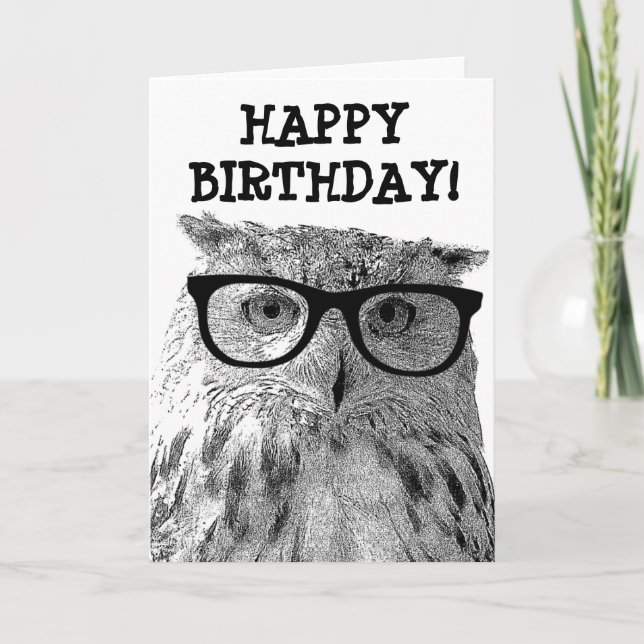 Greeting card with funny owl photograph (Front)