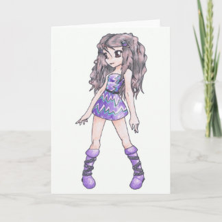 Greeting Card with girl in purple (blank inside)