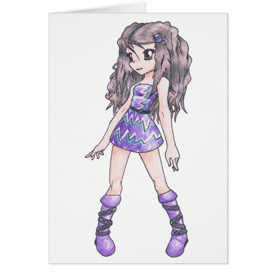Greeting Card with girl in purple (blank inside)