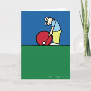 Greeting card with golfer illustration