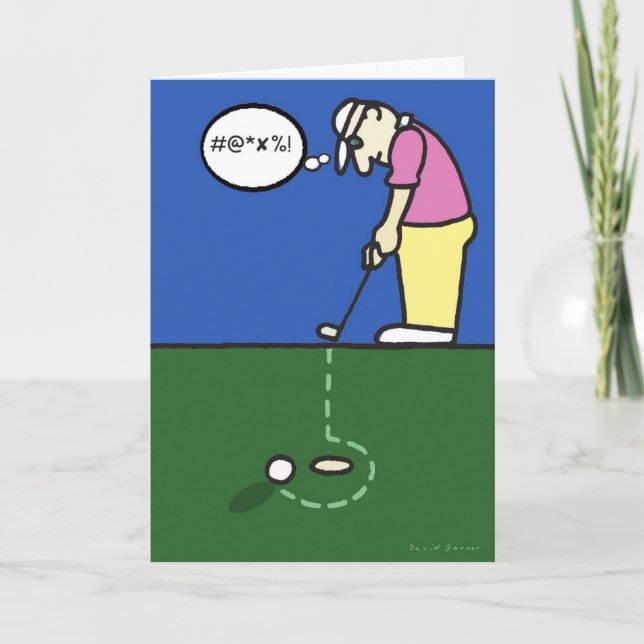 Greeting card with golfer illustration (Front)