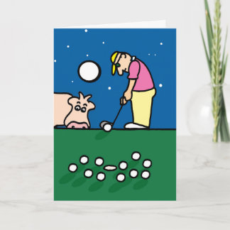 Greeting card with golfer illustration