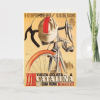 Greeting Card with Old Bicycle Race Poster