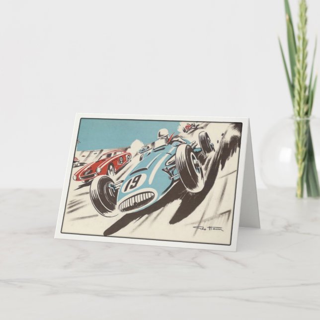 Greeting Card With Track Racing Poster Print (Front)