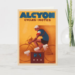 Greeting Card  With Vintage Alcyon Bicycle Poster