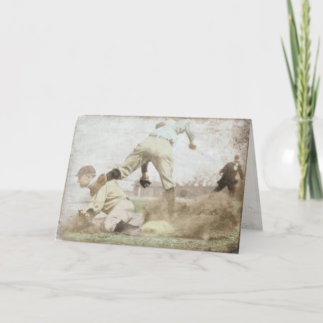 Greeting Card with Vintage Baseball Print (Front)