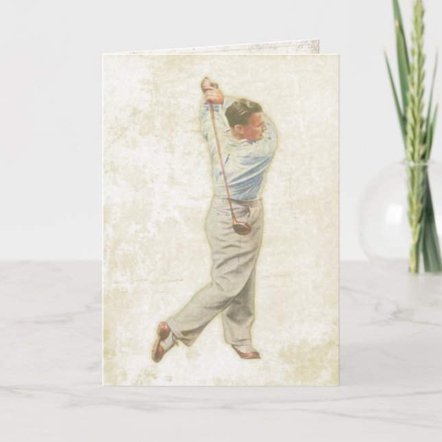 Greeting Card with Vintage Golf Player (Front)
