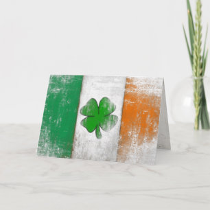 Greeting Card with Vintage Irish Flag