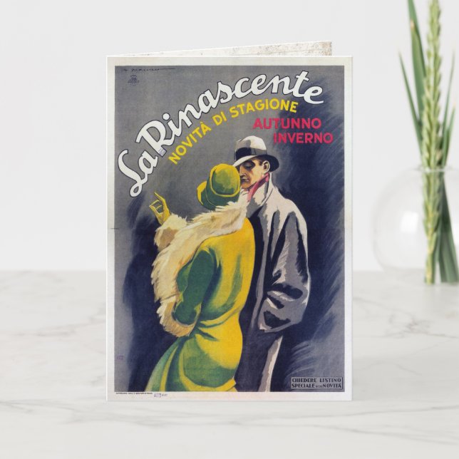 Greeting Card with Vintage Italian Fashion Print (Front)