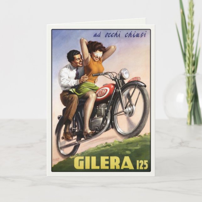 Greeting Card with Vintage Moto Poster Print (Front)