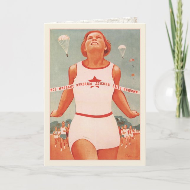 Greeting Card with Vintage Soviet Union Propaganda (Front)