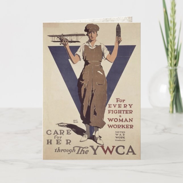 Greeting Card with WWII Propaganda Poster Print (Front)