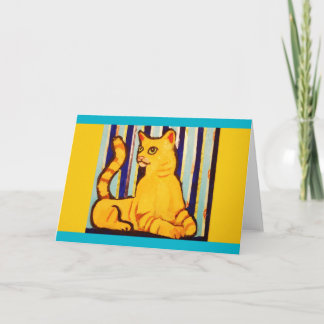 Greeting Card with Yellow Cat Design
