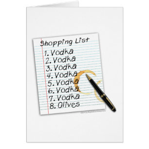 GREETING CARDS, VODKA SHOPPING LIST
