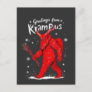 Greeting from Krampus Xmas Christmas Announcement Postcard