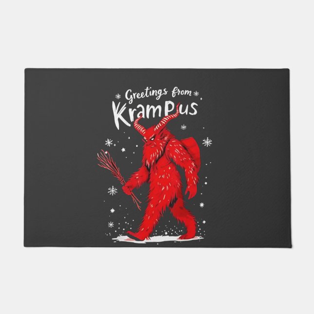 Greeting from Krampus Xmas Christmas  Doormat (Front)